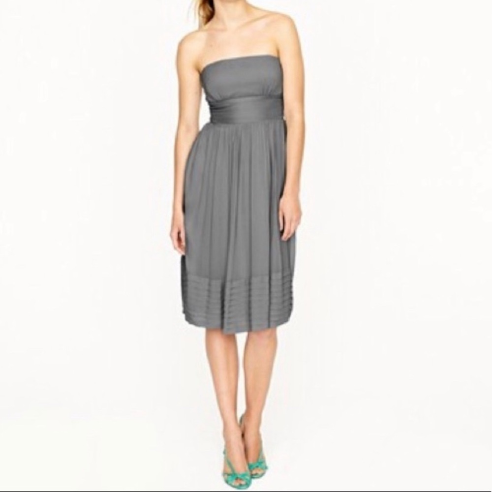 J. Crew Juliet Grey Silk Chiffon Dress 8